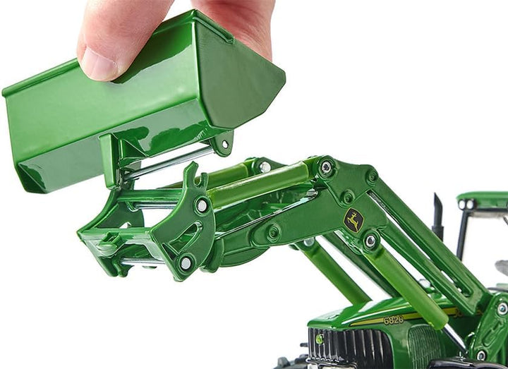 siku 3652, John Deere Traktor mit Frontlader, 1:32, Metall/Kunststoff, Grün, Beweglicher Frontlader,