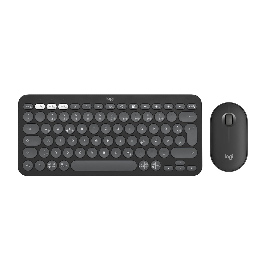 Logitech Pebble 2 Combo, kabellose Tastatur und Maus, leise und mobil, anpassbar, Logi Bolt, Bluetoo