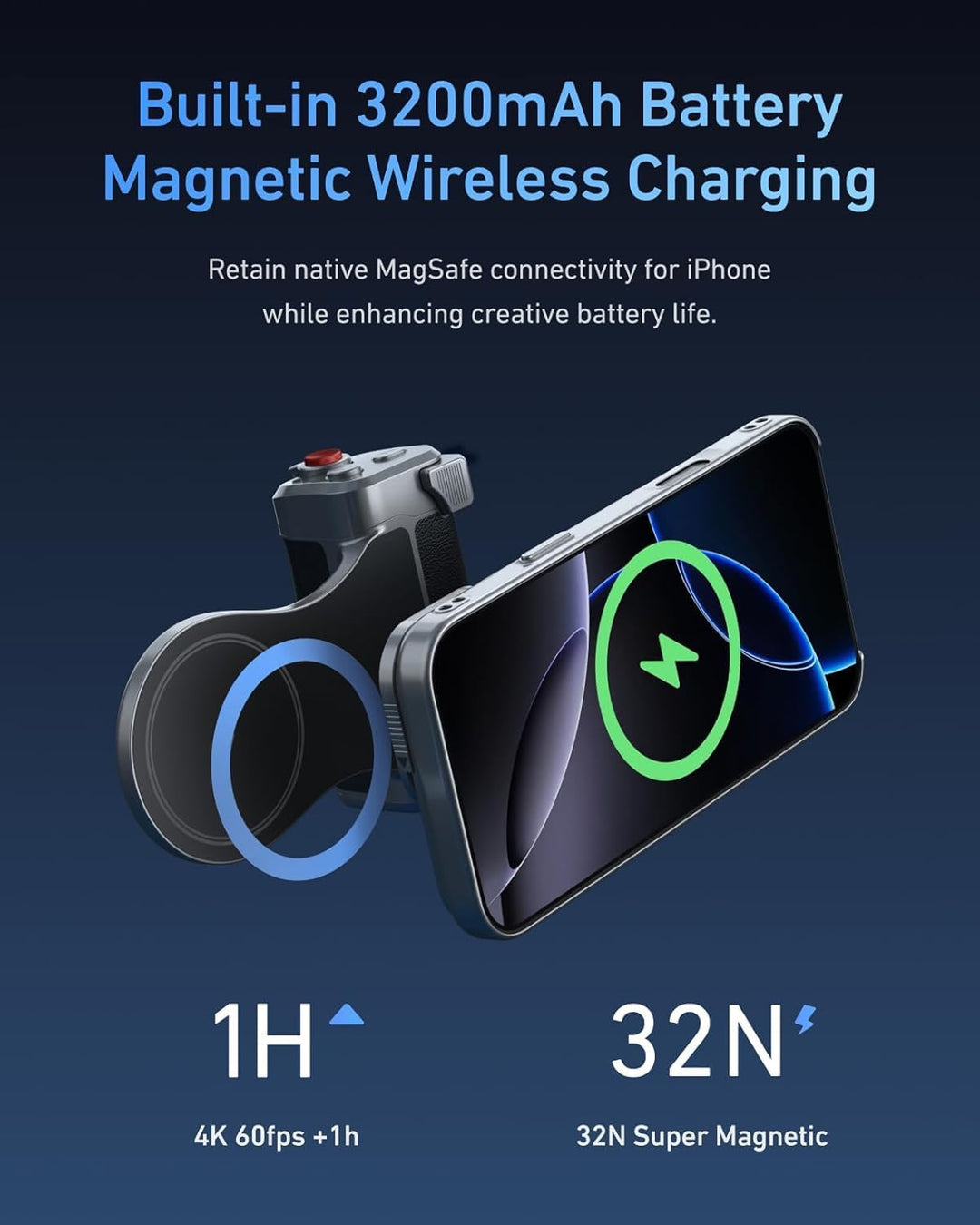 【Nur für iPhone 17 Pro】 TELESIN Master Grip Kit, Magnetic Kameragriff mit C03 Magnetische Selfie-Lic