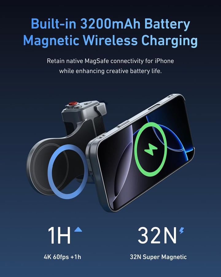 【Nur für iPhone 17 Pro】 TELESIN Master Grip Kit, Magnetic Kameragriff mit C03 Magnetische Selfie-Lic