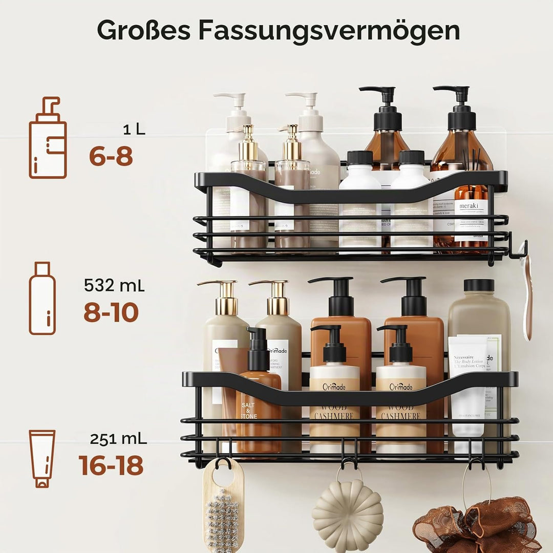 Orimade Duschablage ohne Bohren 2 Stück Rostfreie Badezimmer Regal, Duschregal Badregal ohne Bohren,
