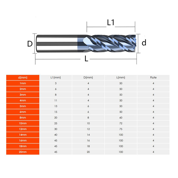 Hartmetall Schaftfräser 8mm, 4 Zähne/Schneiden, AlTiN Schwarz Beschichtung CNC Fräser, VHM Für Metal