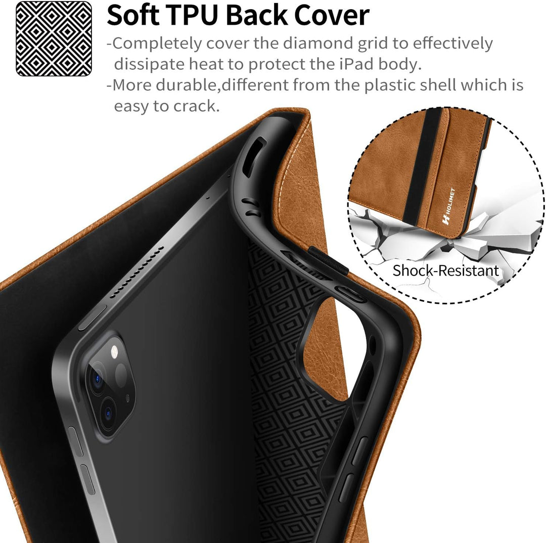 iPad Pro 11 Case 2021 3rd/2nd/1st Generation 2020 2018 with Pencil Holder Brown Burgundy, Burgundy