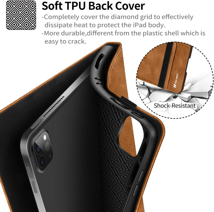 iPad Pro 11 Case 2021 3rd/2nd/1st Generation 2020 2018 with Pencil Holder Brown Burgundy, Burgundy