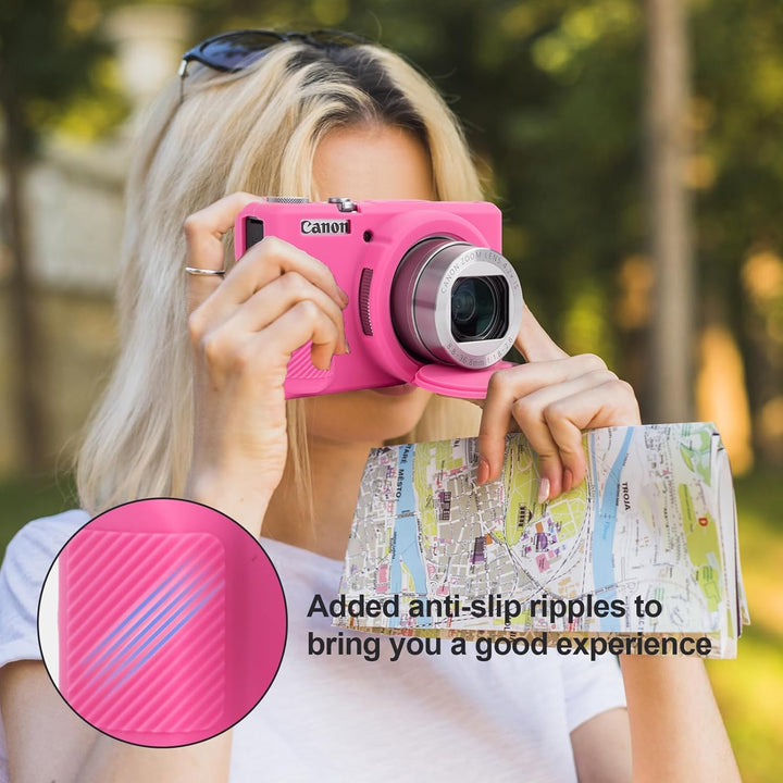 Rieibi Silikon-Schutzhülle für Canon G7X Mark III Hülle, G7X Mark III Zubehör mit 2 Stück Displaysch