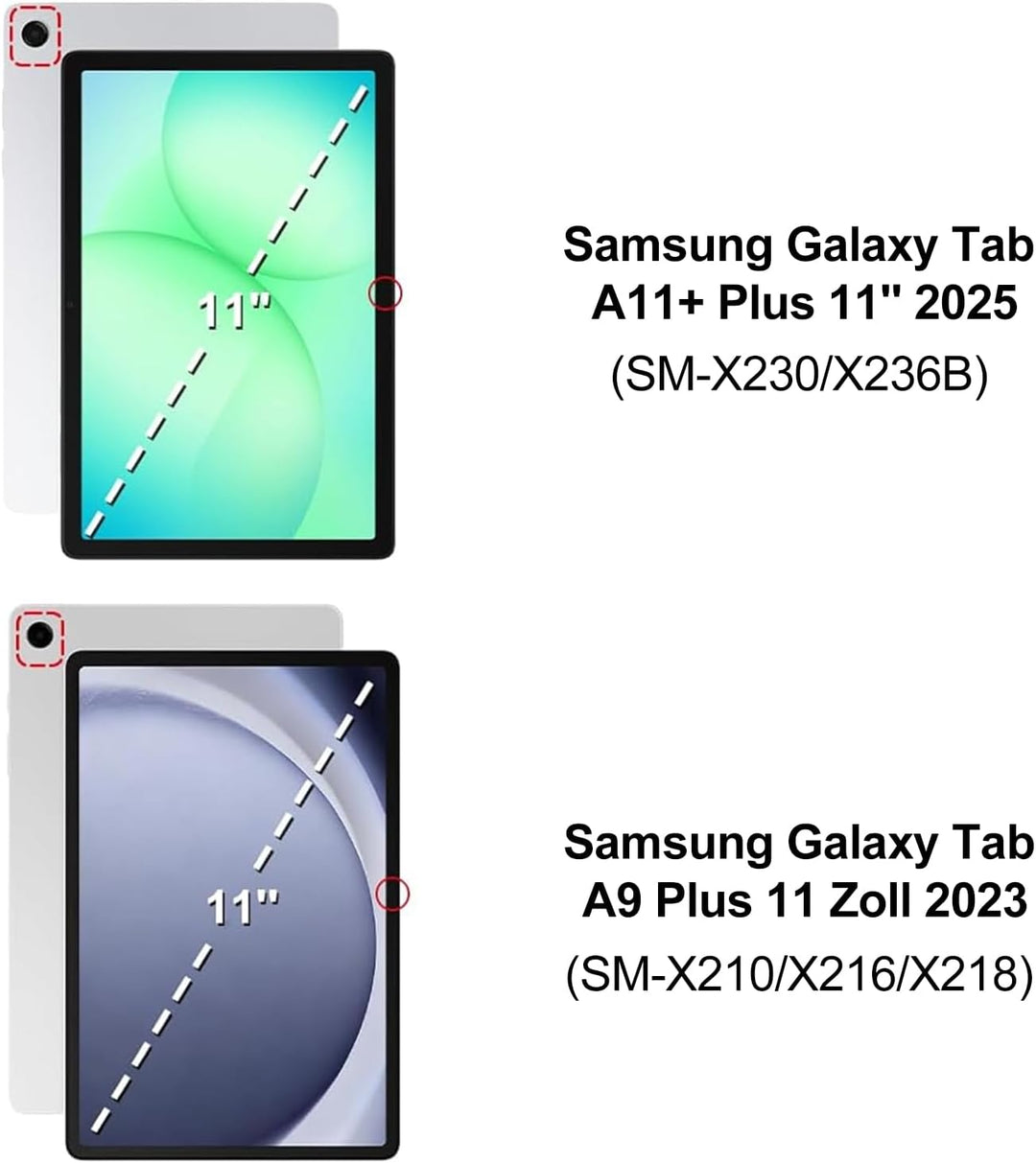 Tastatur mit Touchpad für Samsung Galaxy Tab A11 Plus/A9 Plus 11 Zoll 2025&2023, Hülle mit QWERTZ De