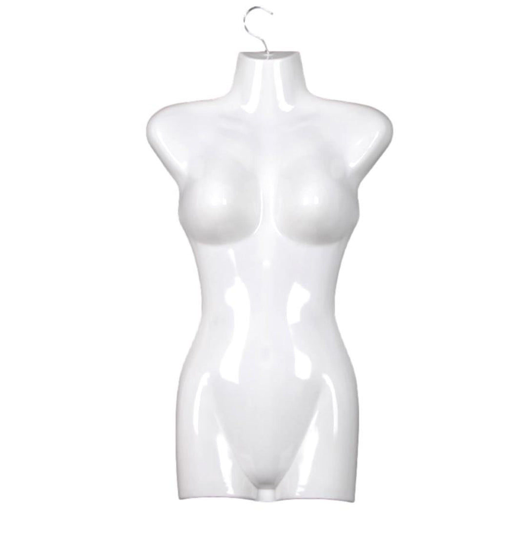 1 x Torso Weiblich - 66 cm Damentorso aus Kunststoff - Oberkörper Halbplastik in Farbe weiss - Manne