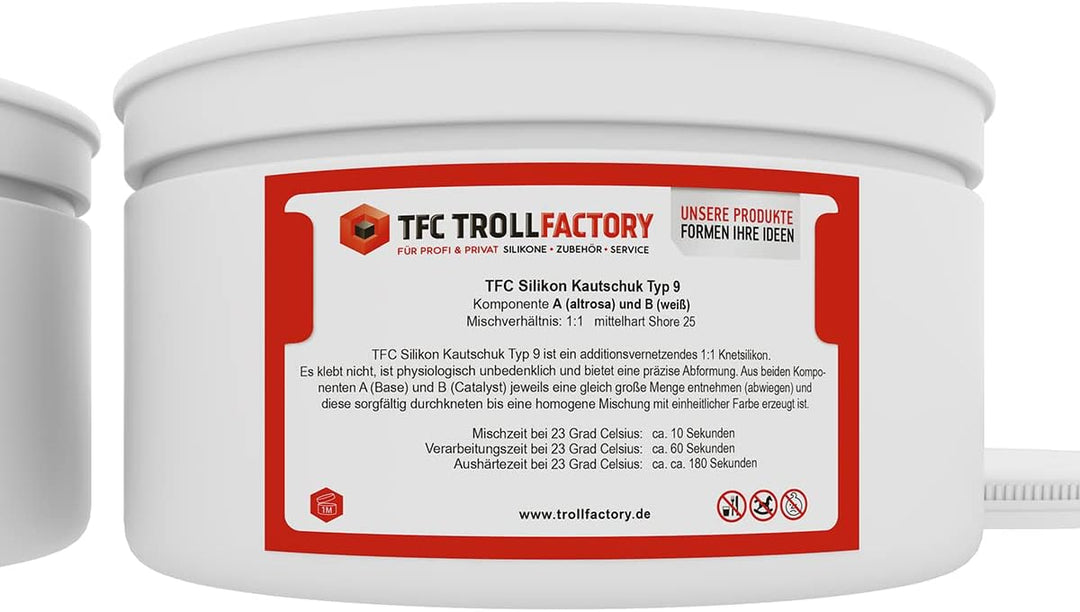 TFC Troll Factory Silikon Kautschuk Typ 9 I Knetsilikon, weich I 500 g (2 x 250 g)