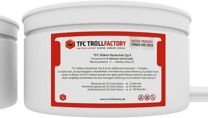 TFC Troll Factory Silikon Kautschuk Typ 9 I Knetsilikon, weich I 500 g (2 x 250 g)
