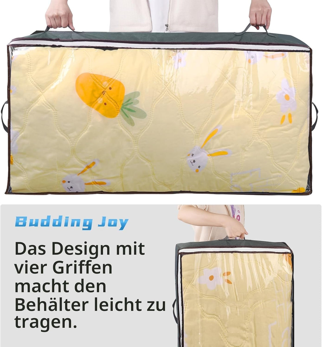 Budding Joy 4 Stück 90L Unterbettkommode, Aufbewahrungsbox mit Deckel Faltbare Unterbett Aufbewahrun