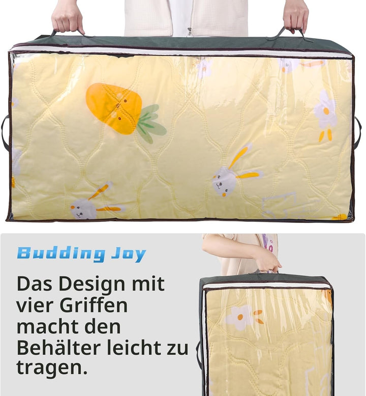 Budding Joy 4 Stück 90L Unterbettkommode, Aufbewahrungsbox mit Deckel Faltbare Unterbett Aufbewahrun