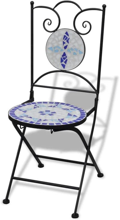homiuse 37x44x89 cm Bistrostühle Klappbar 2 STK. Keramik Blau und Weiss Esszimmerstuhl Klappstuhl Ga