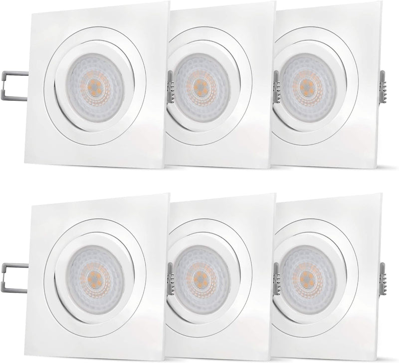 SSC-LUXon 6er Set QF-2 Einbauleuchte LED eckig 5W neutralweiss 230V schwenkbar - fourSTEP Downlight