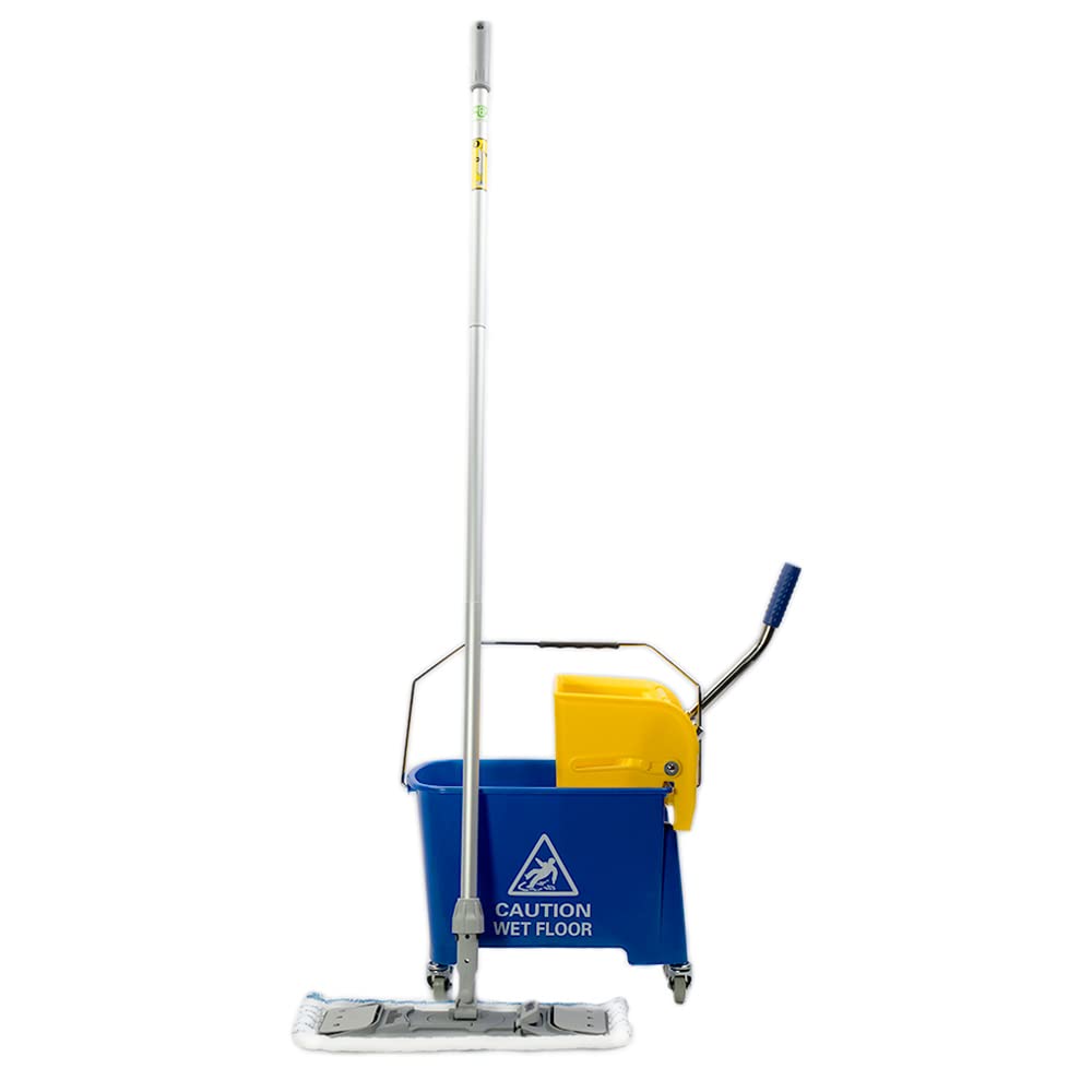 Unger Profi Bodenreiniungs-Set (inkl. Doppelfahreimer 15 L, Mikrofaser-Wischbezug und Flachmopp-Klap