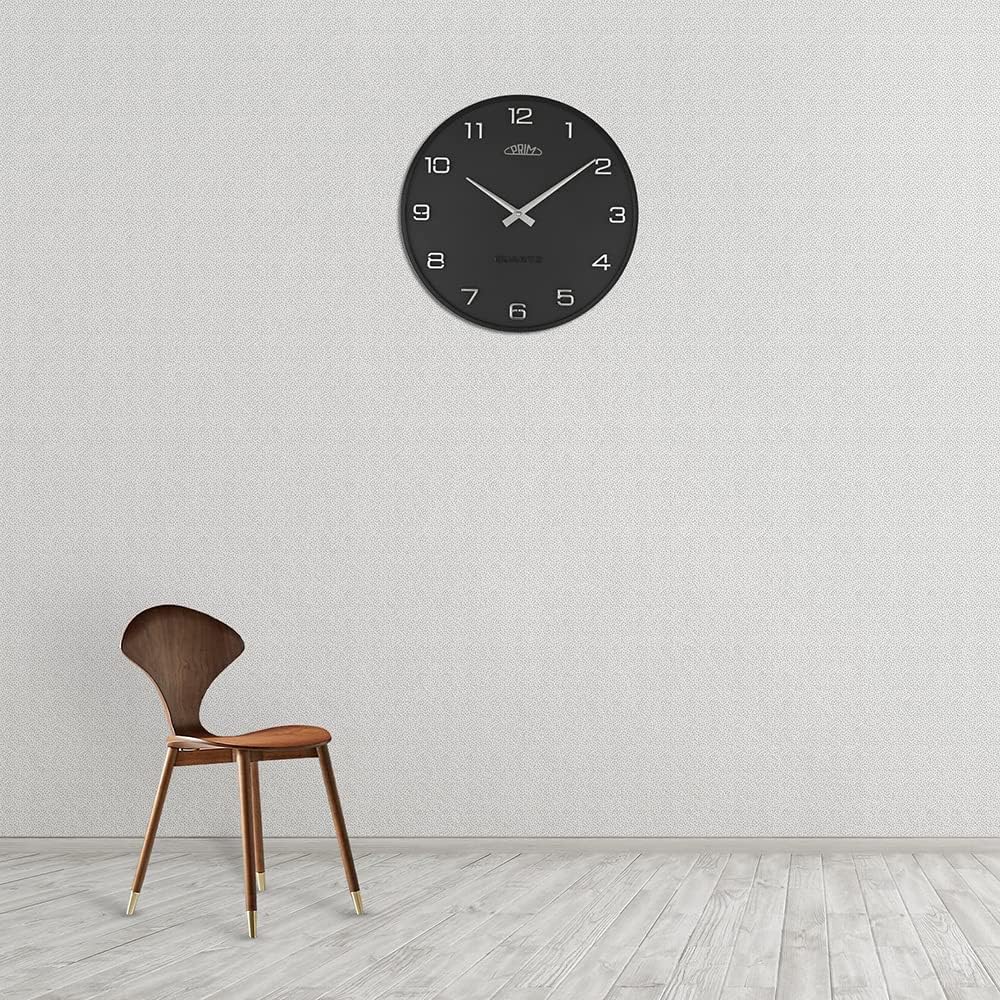 PRIM Design-Kunststoffuhr Bloom II – B, Moderne Wanduhr im Retro Style, Grau, gewölbtes Glas, luxuri