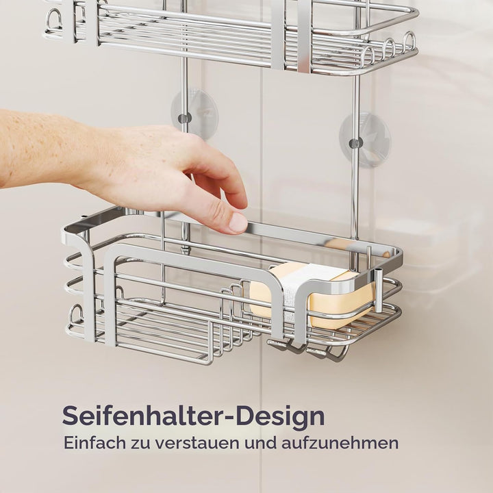 SWTYMIKI Duschablage zum Hängen - Für Mieter und Badezimmer, Kein Bohren | 304 Edelstahl Duschregal