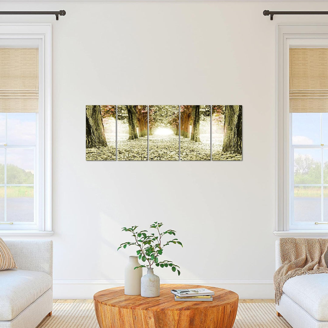 Runa Art Bild Wald Landschaft Wandbilder auf Vlies Leinwand 5 Teilig Wanddekoration Schlafzimmer Woh