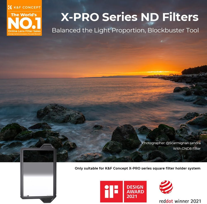 K&F Concept Nano X-PRO Rechteckfilter GND8 Hard 0,9 (3-Blenden) Verlaufsfilter 100x150mm Optisches G
