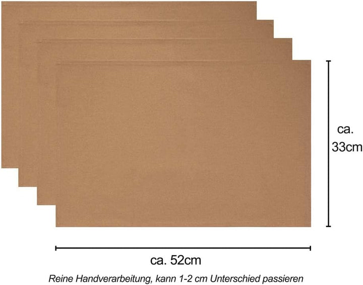 Vivi Idee® 6er Tischsets Platzset 100% Baumwolle Platzdeckchen Stoff abwaschbar Handgenäht 52x33cm (
