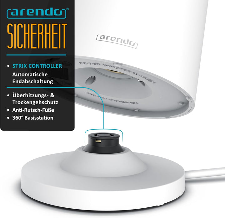 Arendo - Wasserkocher Edelstahl mit Temperatureinstellung - 45°C-100°C - 1.5 Liter - Doppelwand - BP