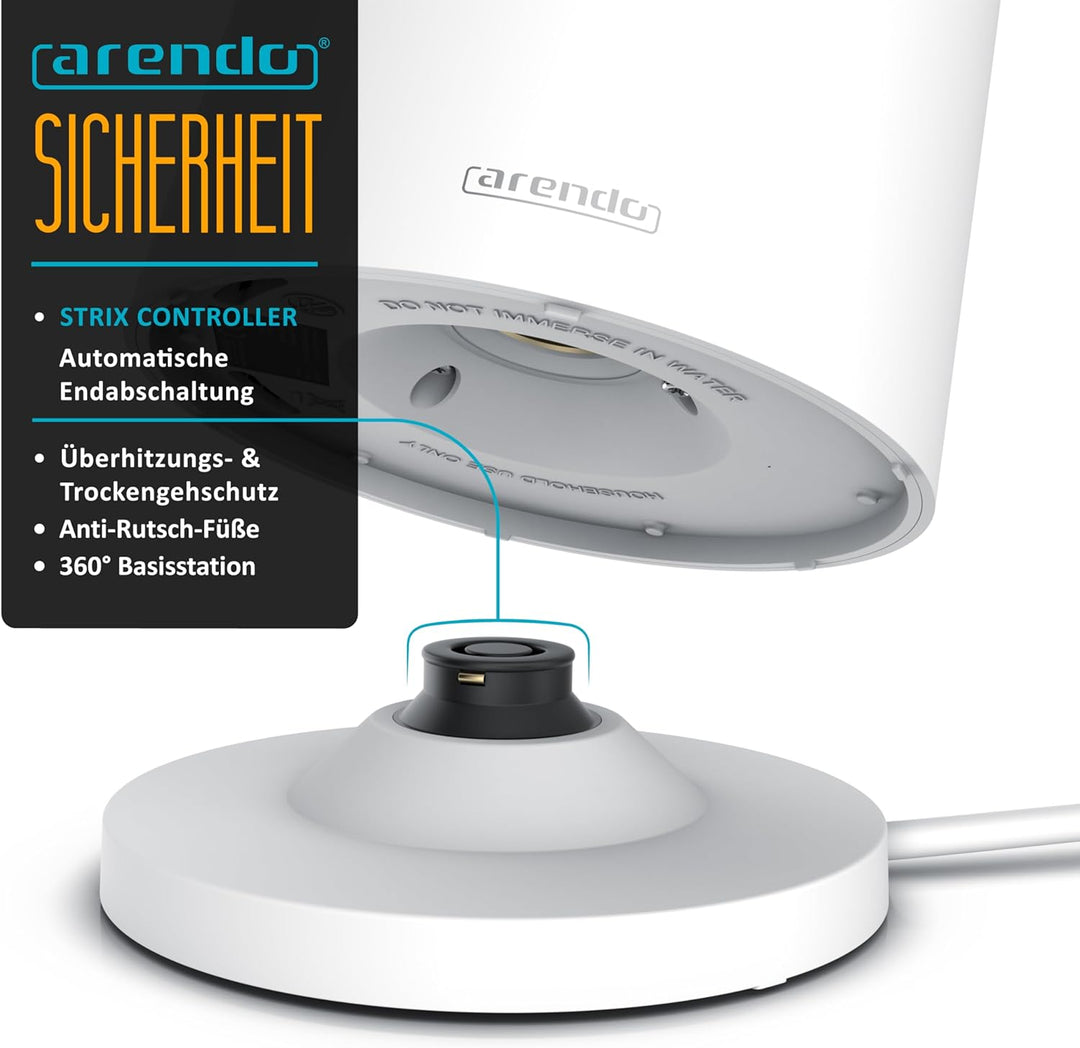 Arendo - Wasserkocher mit Temperatureinstellung - Edelstahl - 45-100 Grad - 1.5 Liter - Doppelwand -