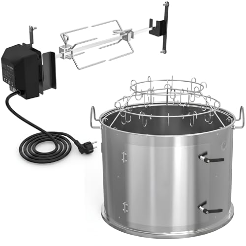 onlyfire Edelstahl Grillspiess Set und Edelstahl Räucherkammer Mittelkochsystem für Weber 47cm Kugel
