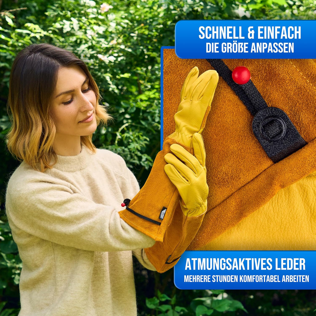 DORNENSICHERE Rindsleder Handschuhe -Mit Rückennaht für Bewegungsfreiheit und Komfort (S, Gelb) S Ge