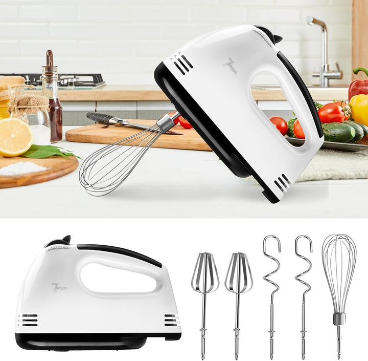 Handmixer Elektrisch, Handrührgerät Edelstahlkneter, Elektrisch Handrührgerät, 7 Stufen Handrührer M