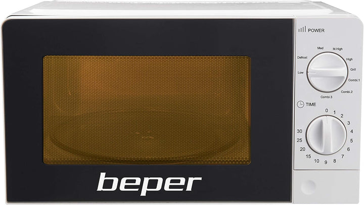 BEPER P101FOR001 Mikrowelle 20 l mit Grill, 700 Watt, einstellbarer Timer, 5 Leistungsstufen, 3 Koch