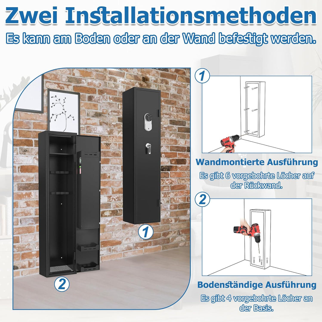 Sicherheitsschrank Tresor Schwarz – Stahlblech Safe mit Fingerabdruck & Smart-Funktion, Verstellbare