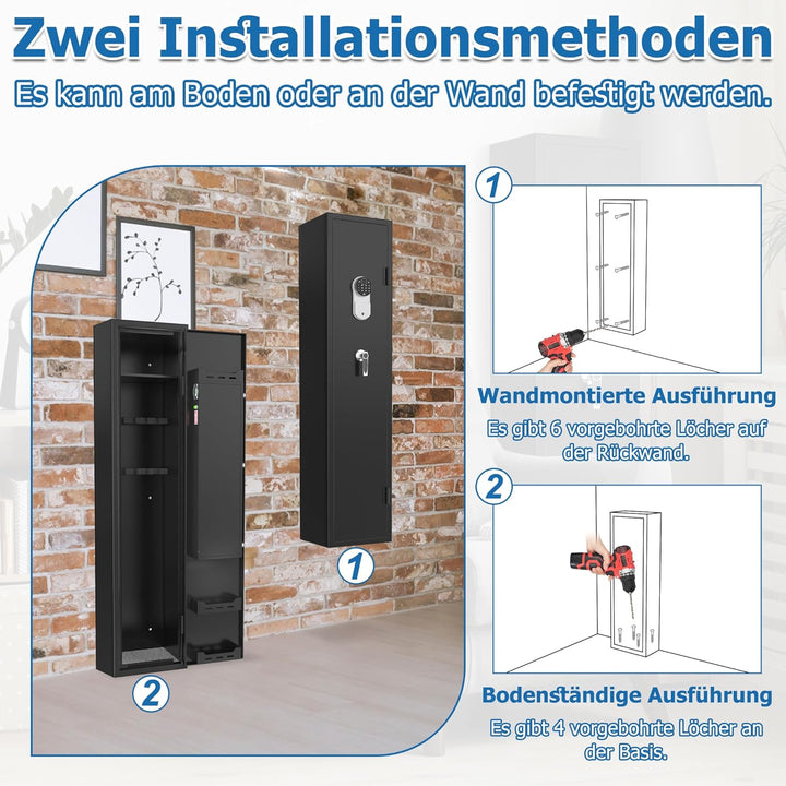 Sicherheitsschrank Tresor Schwarz – Stahlblech Safe mit Fingerabdruck & Smart-Funktion, Verstellbare