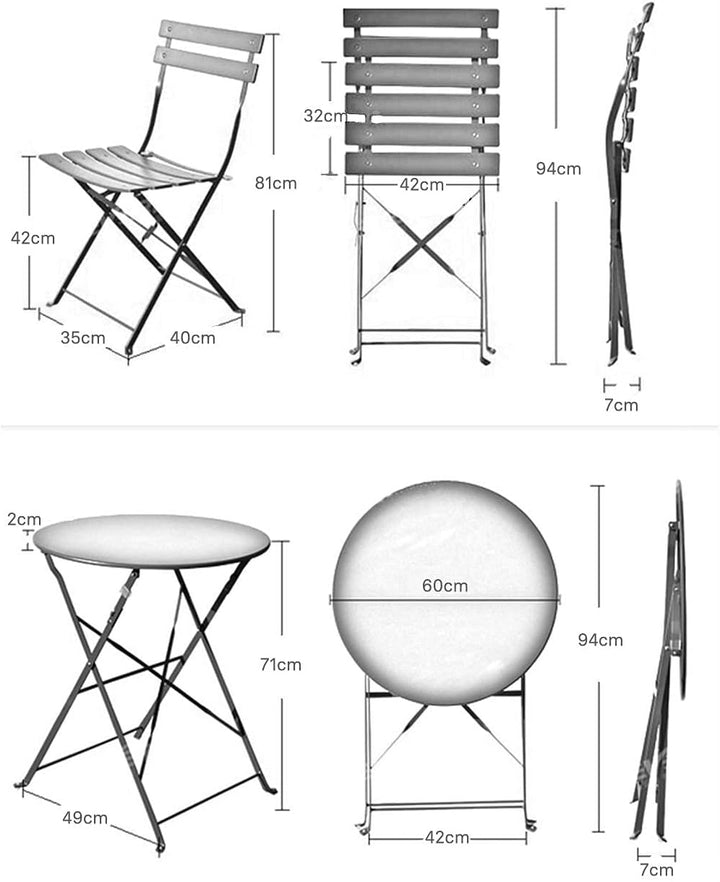 Grand patio Bistro Set 3 Stück, Gartenmöbel Set, Sitzgruppe 2 Stühle und 1 Tisch, Premium Stahl, Kla