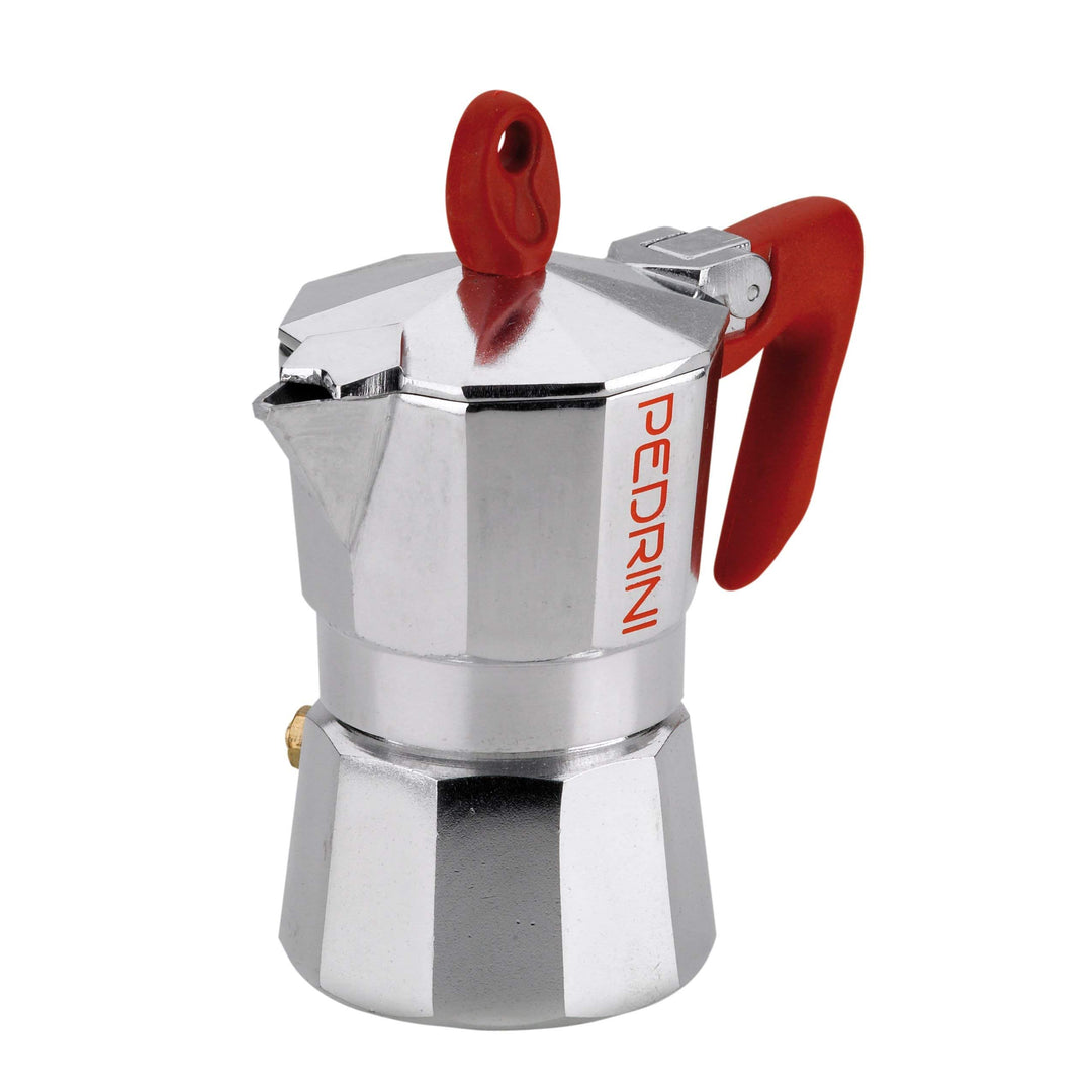 Pedrini 9081 Kaffettiera-1 TZ (50 ml), Aluminium, silber / rot, 1 tazza, 1 tazza