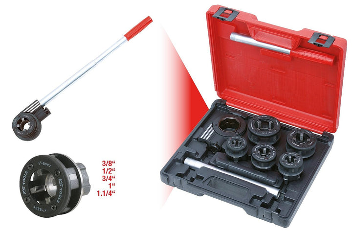 KS Tools 903.3300 Gewinde-Schneidkluppen-Satz 3/8"-1.1/4", 8-tlg