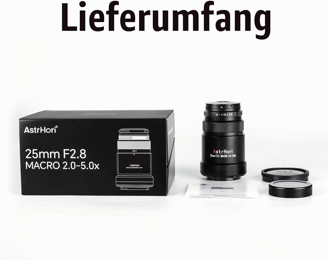 AstrHori 25 mm F2,8 2X-5X Ultra-Makro-Objektiv, Vollformat, manueller Fokus, kompatibel mit spiegell
