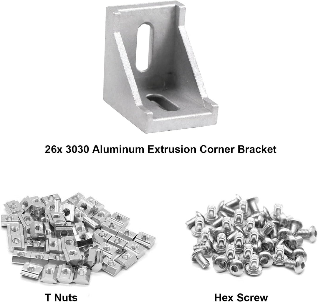 iMetrx 26 Stück 30x30 Aluprofil Aluwinkel Eckverbinder Aluprofil 30x30 Winkel (Silber) von 3030 Silb