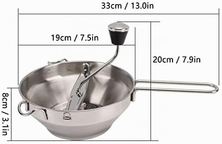 Edelstahl Passiergerät, Manuelle Passiermühle mit 3 Siebeinlagen Rotationsmühle Lebensmittelmühle Ma