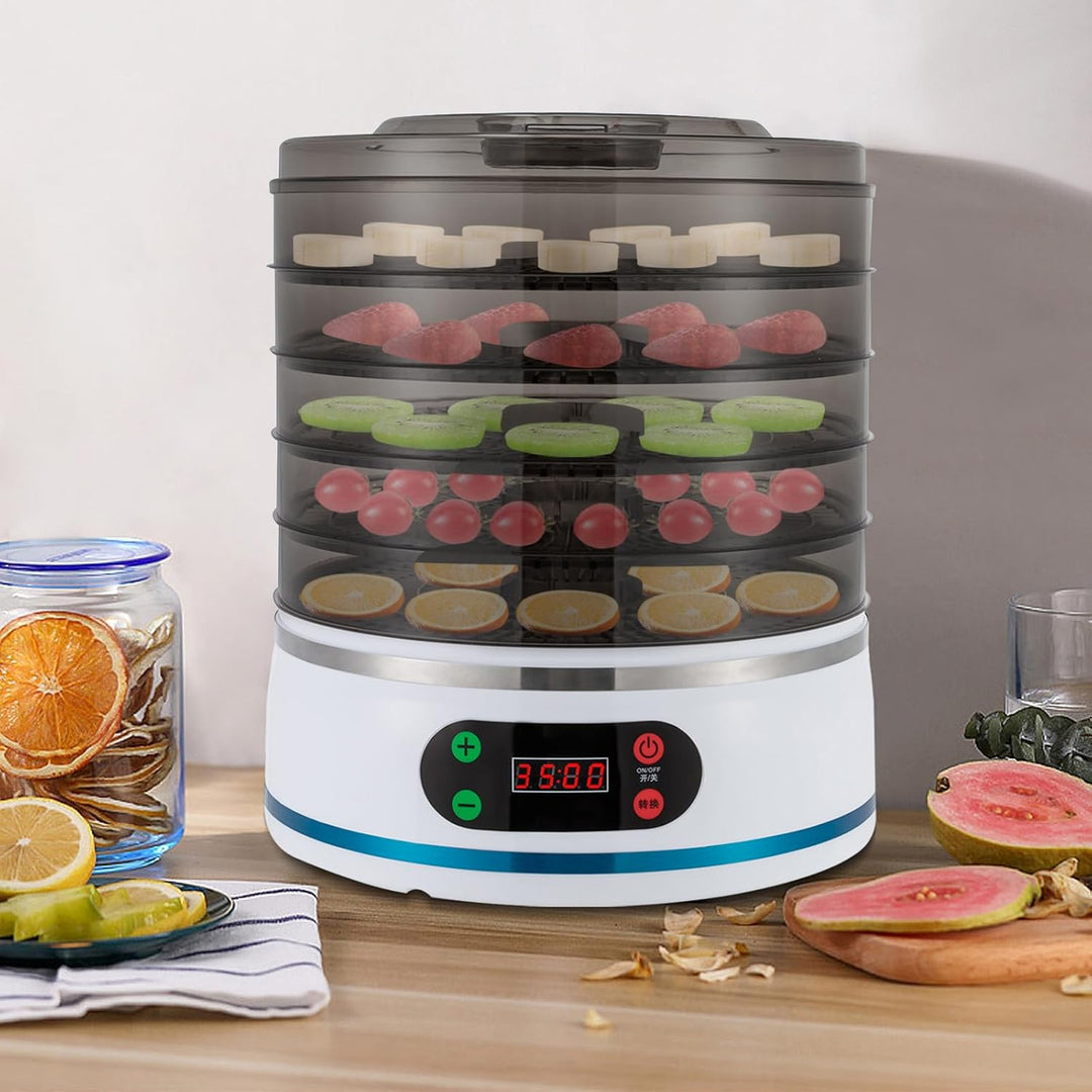 Dörrautomat mit 5 Ablagen, 35-70 ℃ Einstellbare Temperatur Food Dehydrator, Zeiteinstellung 1-72 Stu