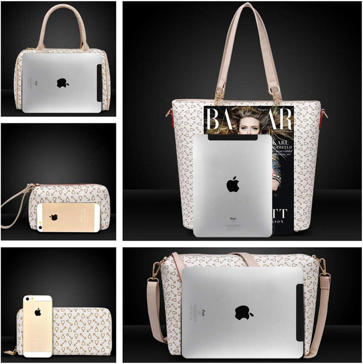 KEEPOP Frauen Handtasche Set 6 Stck PU Leder Tote Handtasche Set Mehrzweck Klassisch Schultertasche