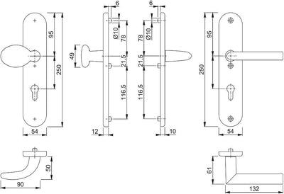 Hoppe 3666502 Schutzbeschlag Stockholm ES1, 76G/3331/3410/1140, Pz 92mm, TS 66-71mm Stift 10mm, LM F