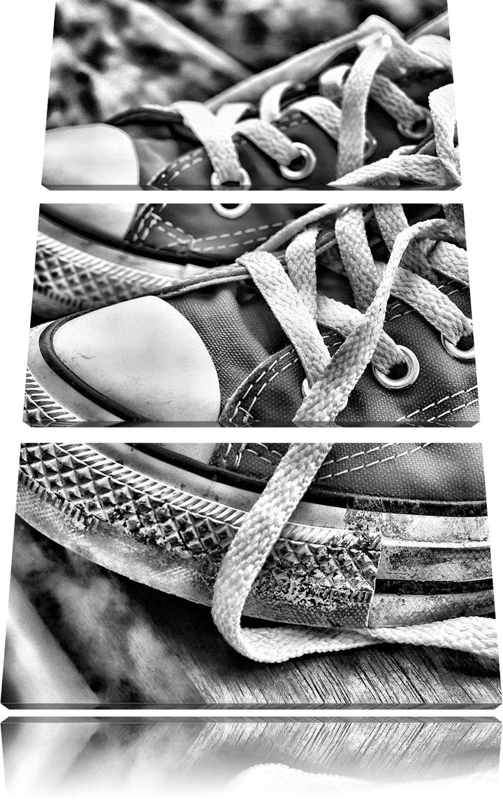 Pixxprint Trendige Schuhe als Leinwandbild/Grösse: 3 Teilig (120x80 cm) cm/Wandbild/Kunstdruck/ferti