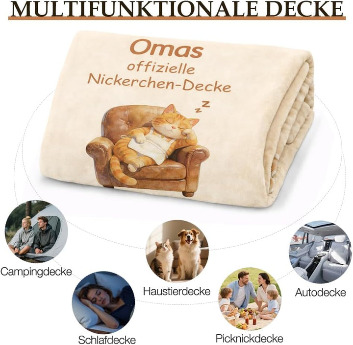 Mama Geschenk Kuscheldecke 150×130CM Flanelldecke Schlafdecke für Mama Katzenmam Oma Muttertagsgesch