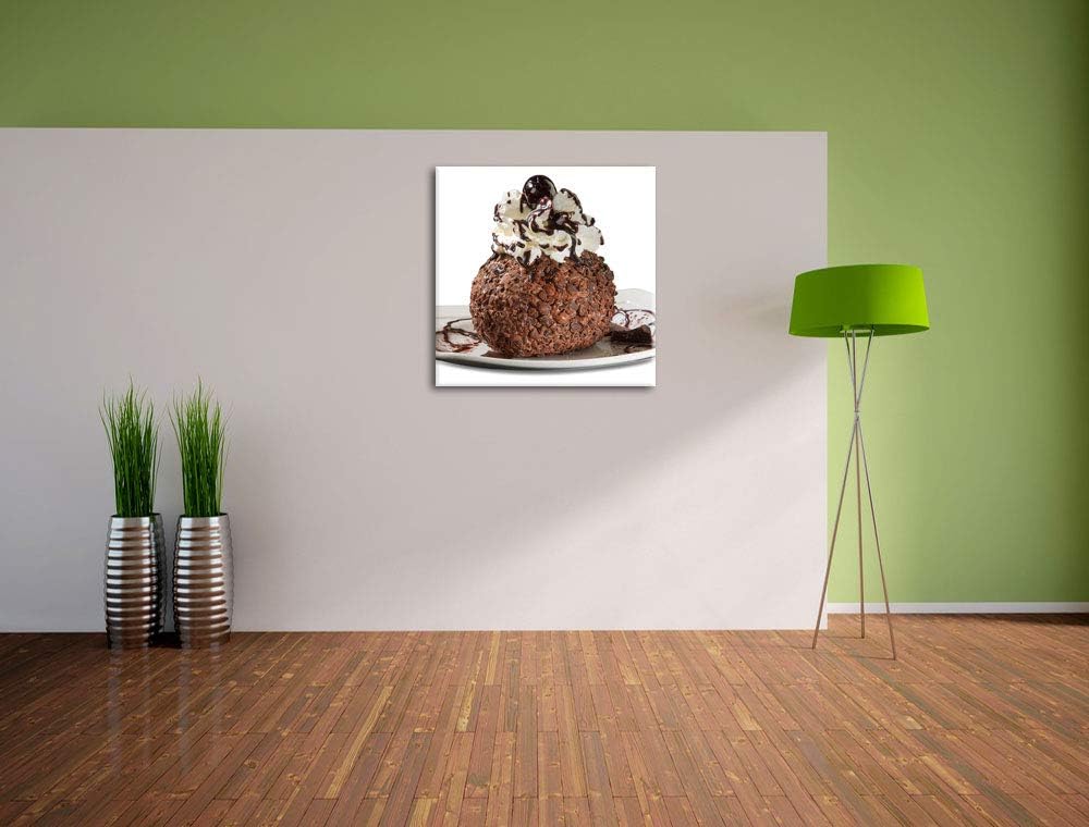 Super schokoladenes Eis, Format: 70x70 auf Leinwand, XXL riesige Bilder fertig gerahmt mit Keilrahme