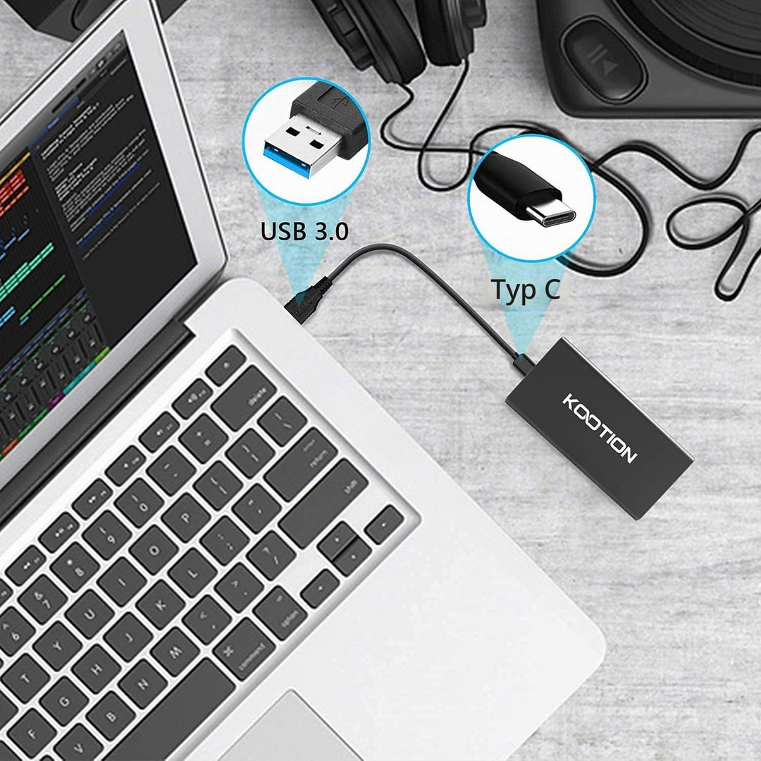 KOOTION Externe Festplatte SSD 500GB, Externe Portable SSD Hard Drive USB 3.1 Typ-C Schnell Solid St