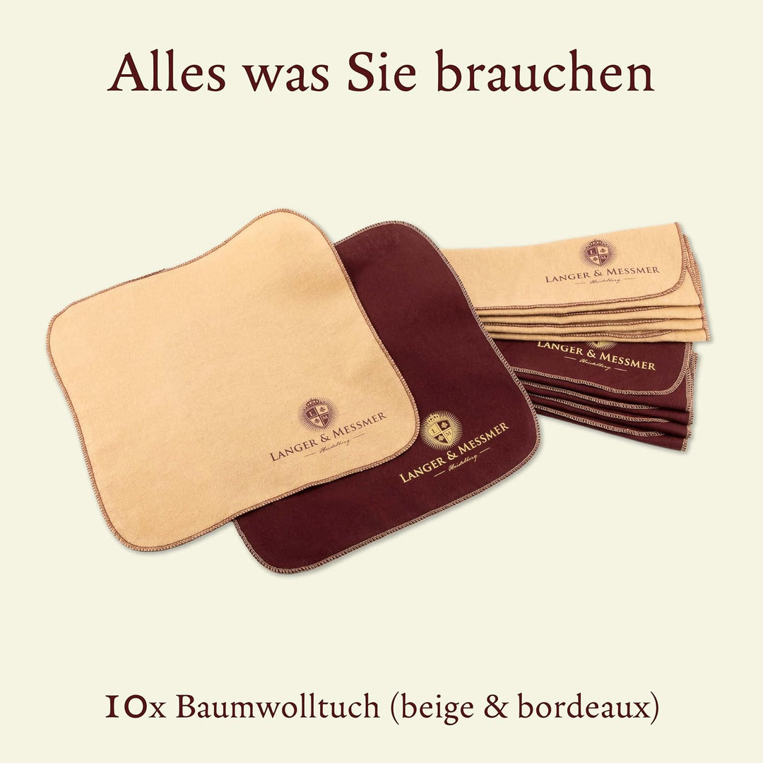 Langer & Messmer Poliertücher für Glattleder aus 100% Baumwolle im praktischen Set - Das Schuhputztu