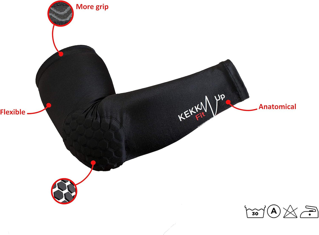 KEKKUPFIT - Ellbogenschützer Basket - Kompression - Ärmel - Armstulpen mit Protektoren Sport - Baske