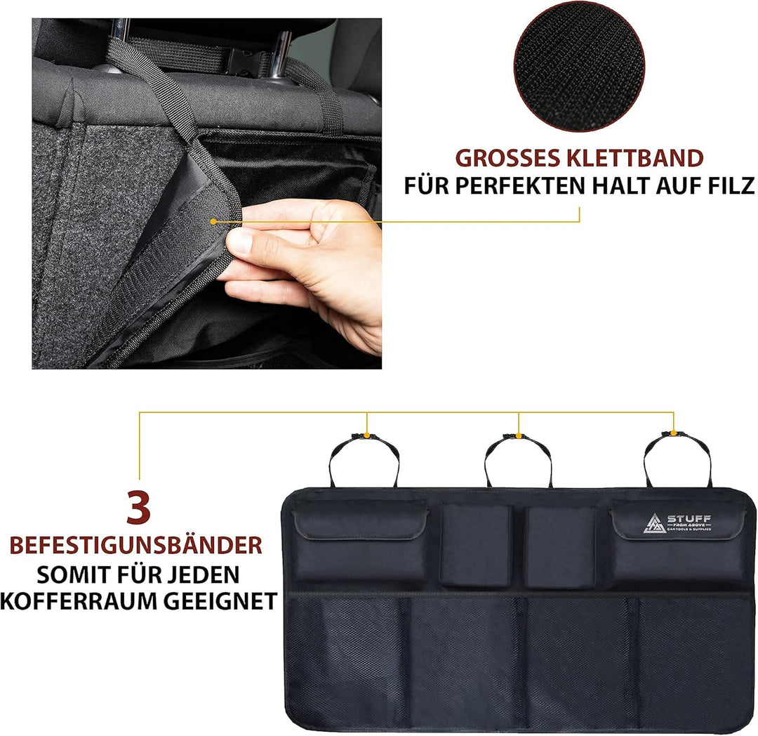 Auto Organizer für den Kofferraum - Perfekter Halt durch starken Klett an Rückseite - [84x46cm] - Ko