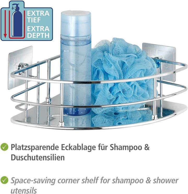 WENKO Turbo-Loc® Edelstahl Eckablage Quadro - Befestigen ohne bohren, Edelstahl rostfrei, 27.5 x 10