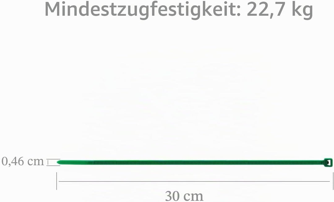 XINGO 1000 Stück Kabelbinder Grün, 300mm x 4.8mm, 22,7 kg Zugfestigkeit, UV-beständig, Selbstsichern