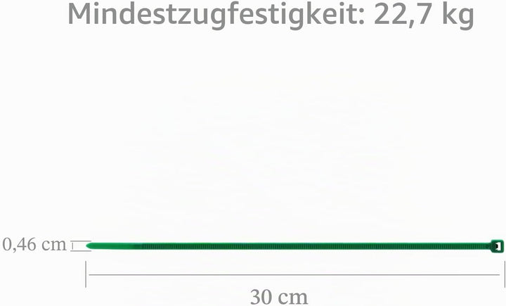 XINGO 1000 Stück Kabelbinder Grün, 300mm x 4.8mm, 22,7 kg Zugfestigkeit, UV-beständig, Selbstsichern